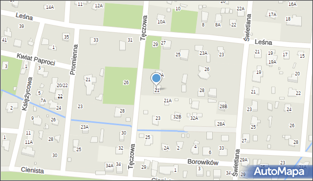 Zalesie Górne, Tęczowa, 21, mapa Zalesie Górne