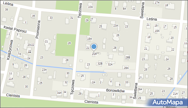 Zalesie Górne, Tęczowa, 21A, mapa Zalesie Górne