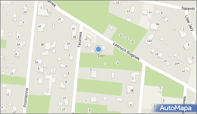 Zalesie Górne, Tęczowa, 3, mapa Zalesie Górne