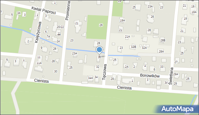 Zalesie Górne, Tęczowa, 30, mapa Zalesie Górne