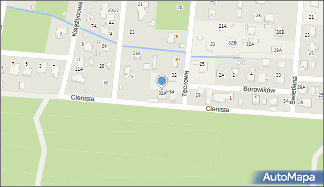 Zalesie Górne, Tęczowa, 34A, mapa Zalesie Górne