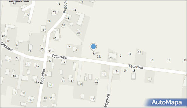 Zawadówka, Tęczowa, 5, mapa Zawadówka