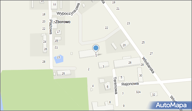 Zborowo, Terenowa, 1, mapa Zborowo