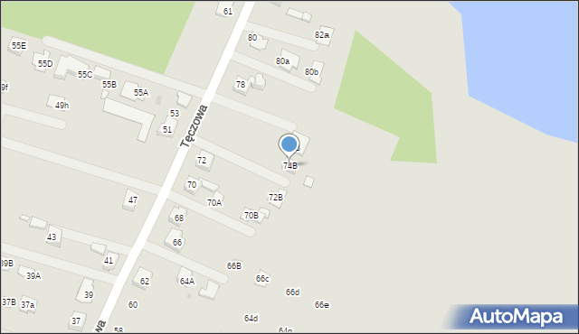 Żory, Tęczowa, 74B, mapa Żor