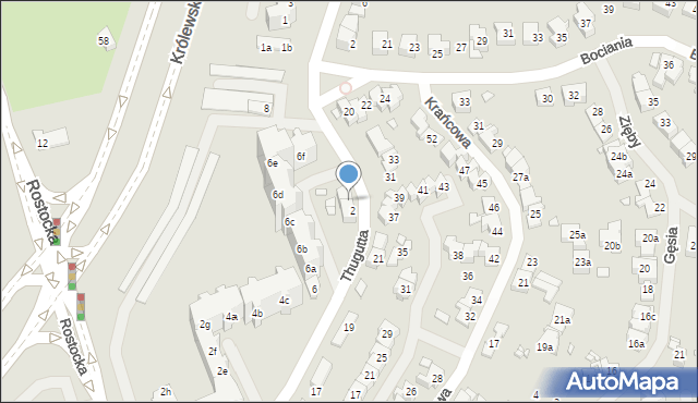 Szczecin, Thugutta Stanisława, 4, mapa Szczecina