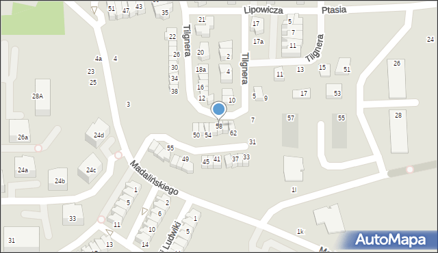 Gdańsk, Tilgnera Damazego, 58, mapa Gdańska