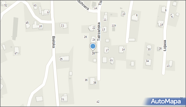 Łopuszna, Tischnera Józefa, ks. prof., 28, mapa Łopuszna