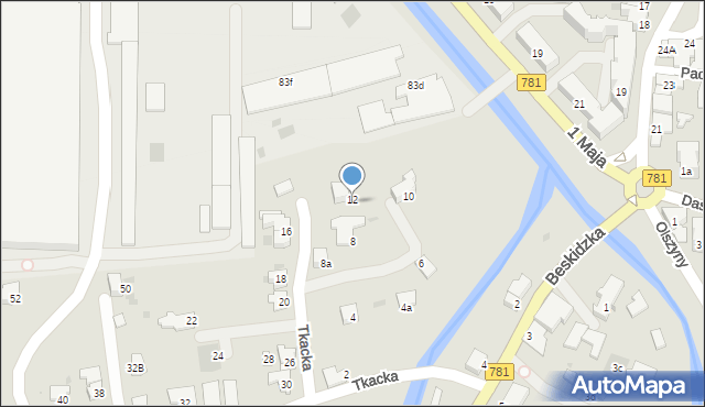 Andrychów, Tkacka, 12, mapa Andrychów