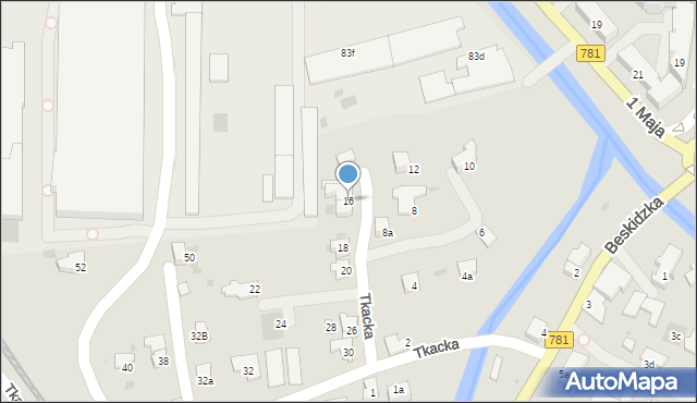 Andrychów, Tkacka, 16, mapa Andrychów