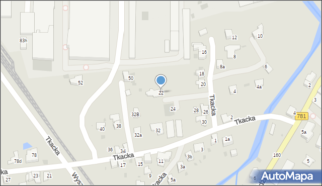 Andrychów, Tkacka, 22, mapa Andrychów
