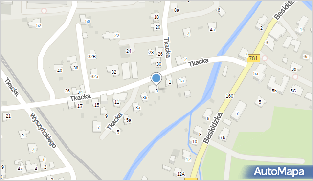 Andrychów, Tkacka, 3, mapa Andrychów