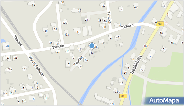 Andrychów, Tkacka, 3a, mapa Andrychów