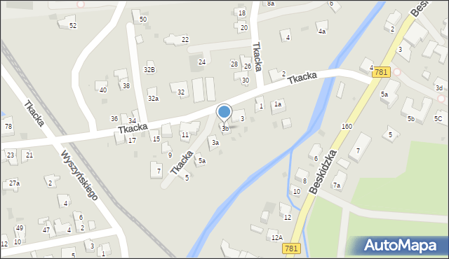 Andrychów, Tkacka, 3b, mapa Andrychów