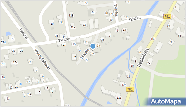 Andrychów, Tkacka, 5a, mapa Andrychów