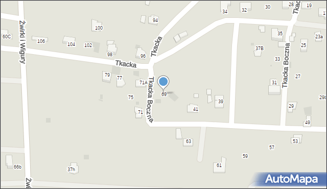 Andrychów, Tkacka, 69, mapa Andrychów