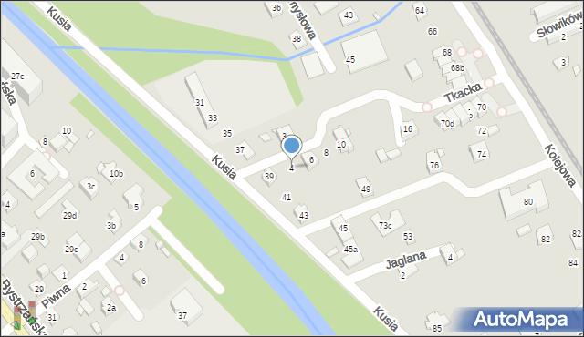 Bielsko-Biała, Tkacka, 4, mapa Bielsko-Białej