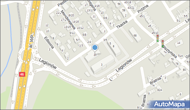 Częstochowa, Tkacka, 10, mapa Częstochowy