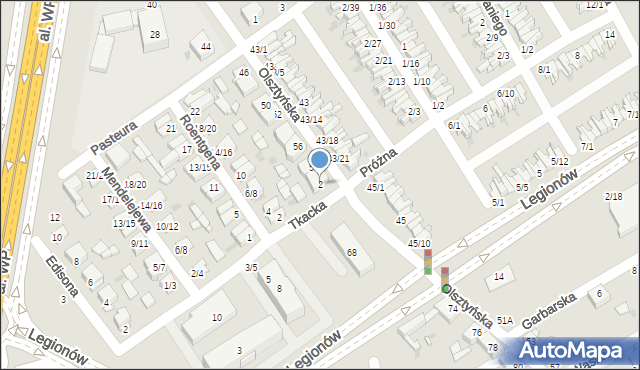 Częstochowa, Tkacka, 2, mapa Częstochowy