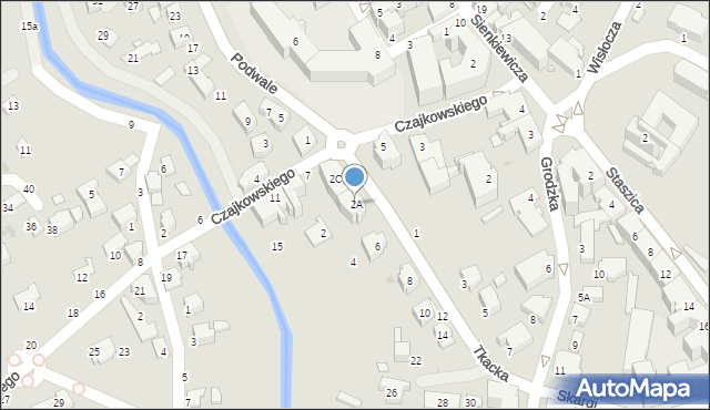 Krosno, Tkacka, 2A, mapa Krosna