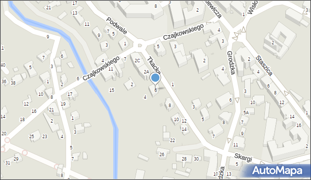 Krosno, Tkacka, 6, mapa Krosna