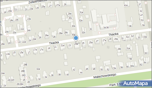 Łódź, Tkacka, 23a, mapa Łodzi