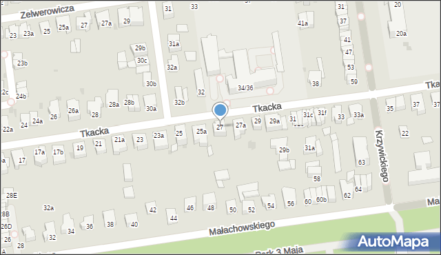 Łódź, Tkacka, 27, mapa Łodzi