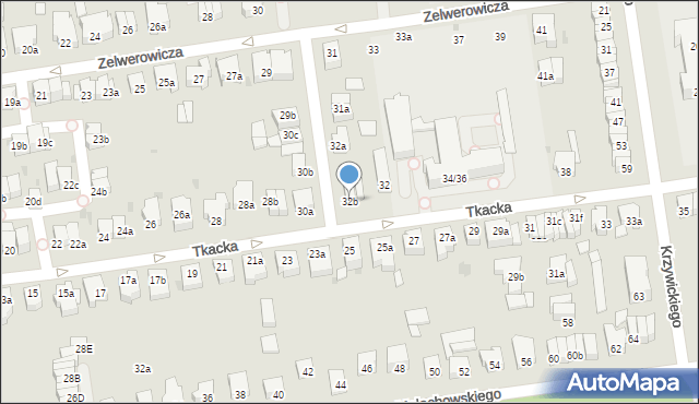 Łódź, Tkacka, 32b, mapa Łodzi