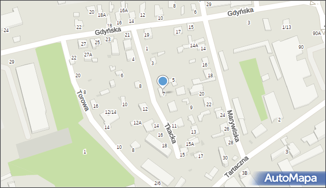 Radom, Tkacka, 7, mapa Radomia