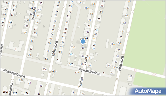 Wrocław, Tkacka, 40, mapa Wrocławia
