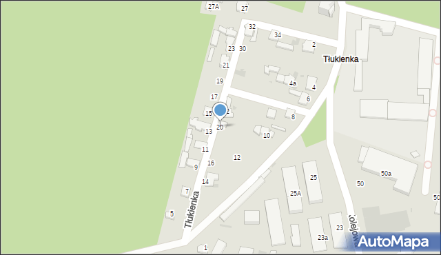 Bukowno, Tłukienka, 20, mapa Bukowno