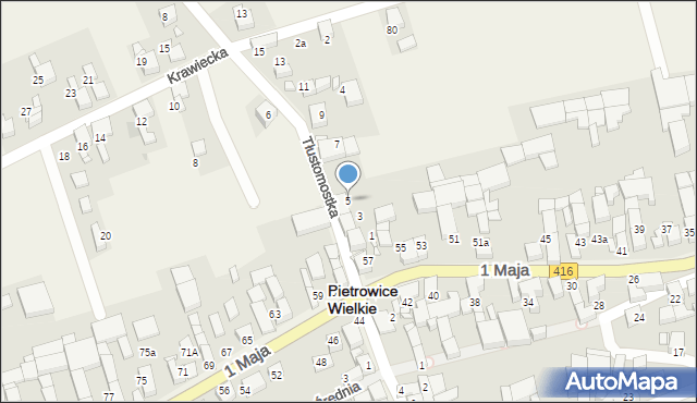 Pietrowice Wielkie, Tłustomostka, 5, mapa Pietrowice Wielkie