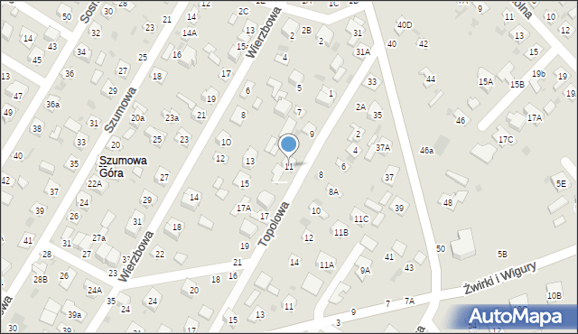 Biała Podlaska, Topolowa, 11, mapa Białej Podlaskiej