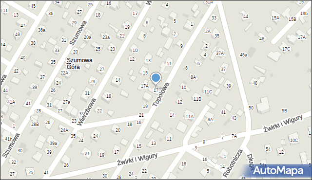 Biała Podlaska, Topolowa, 17, mapa Białej Podlaskiej