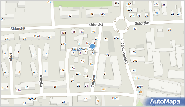 Biała Podlaska, Torowa, 3, mapa Białej Podlaskiej