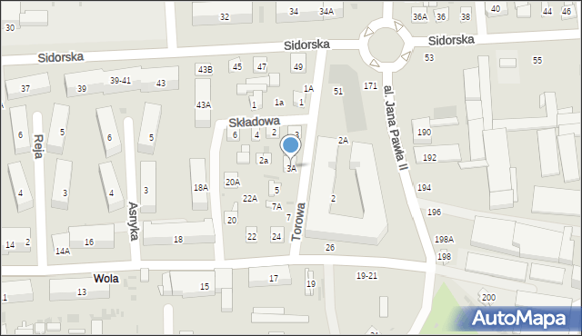 Biała Podlaska, Torowa, 3A, mapa Białej Podlaskiej