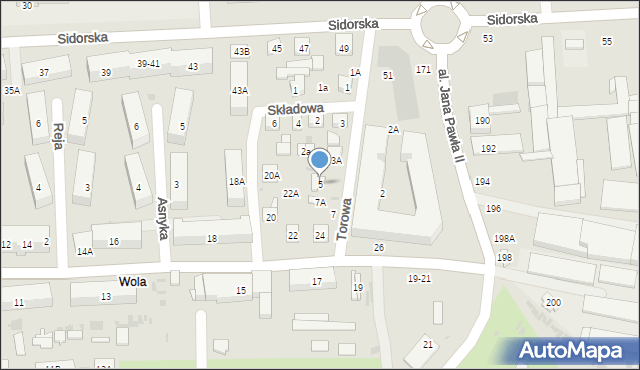 Biała Podlaska, Torowa, 5, mapa Białej Podlaskiej