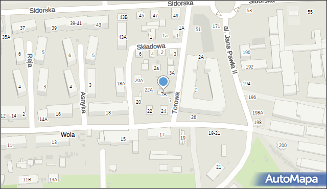 Biała Podlaska, Torowa, 7A, mapa Białej Podlaskiej