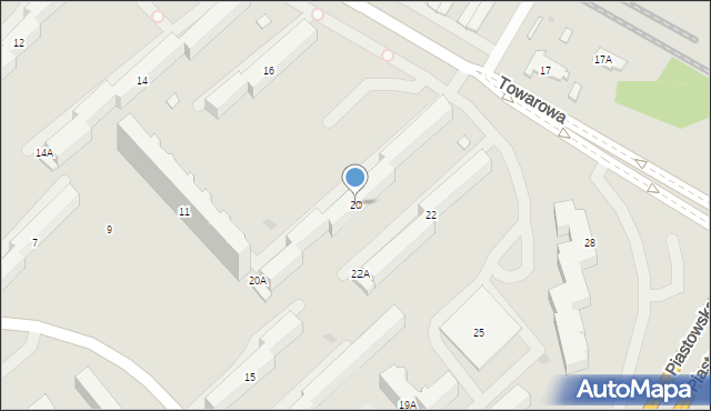 Białystok, Towarowa, 20, mapa Białegostoku