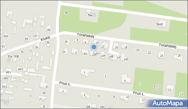 Białystok, Torańskiej Teresy, 10A, mapa Białegostoku