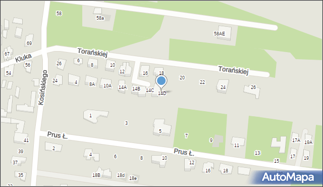 Białystok, Torańskiej Teresy, 14D, mapa Białegostoku