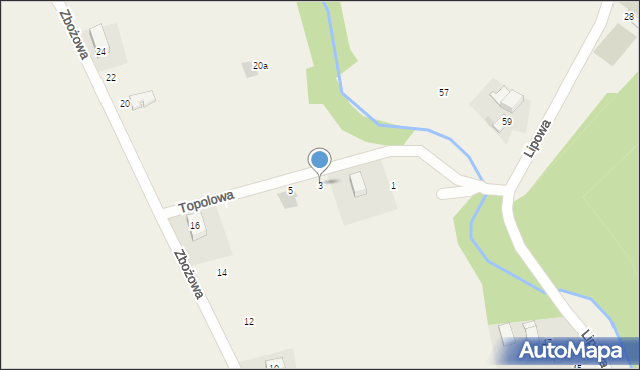 Bibice, Topolowa, 3, mapa Bibice