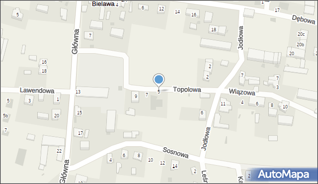 Bielawa, Topolowa, 5, mapa Bielawa