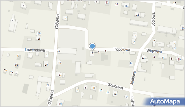 Bielawa, Topolowa, 9, mapa Bielawa