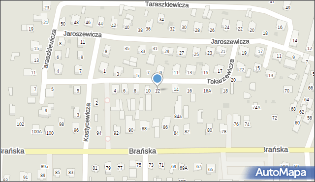 Bielsk Podlaski, Tokarzewicza Józefa, 12, mapa Bielsk Podlaski