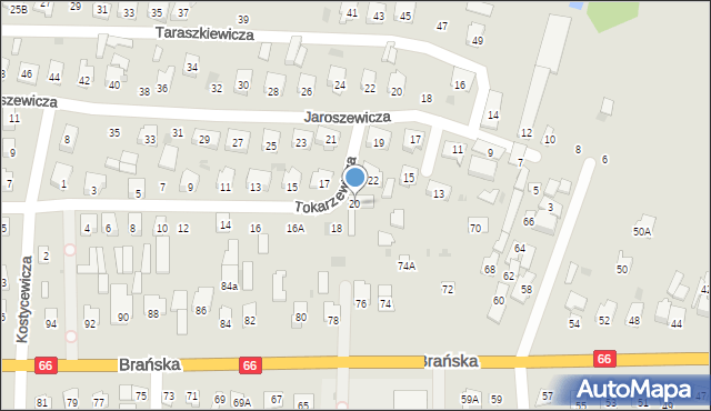 Bielsk Podlaski, Tokarzewicza Józefa, 20, mapa Bielsk Podlaski