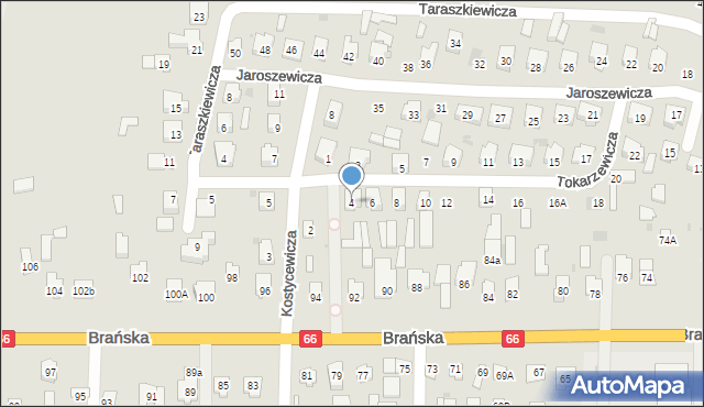 Bielsk Podlaski, Tokarzewicza Józefa, 4, mapa Bielsk Podlaski