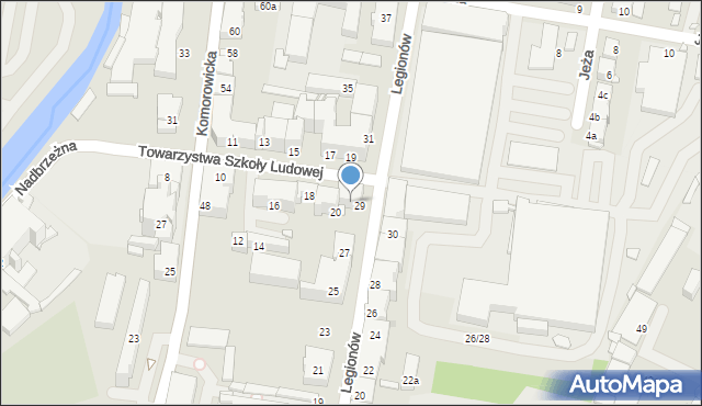 Bielsko-Biała, Towarzystwa Szkoły Ludowej, 22, mapa Bielsko-Białej