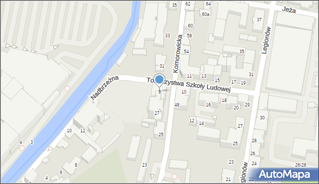 Bielsko-Biała, Towarzystwa Szkoły Ludowej, 8, mapa Bielsko-Białej