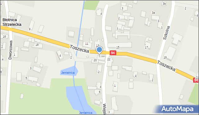 Błotnica Strzelecka, Toszecka, 20a, mapa Błotnica Strzelecka