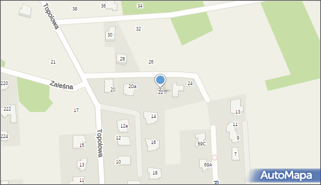 Borowina, Topolowa, 22, mapa Borowina